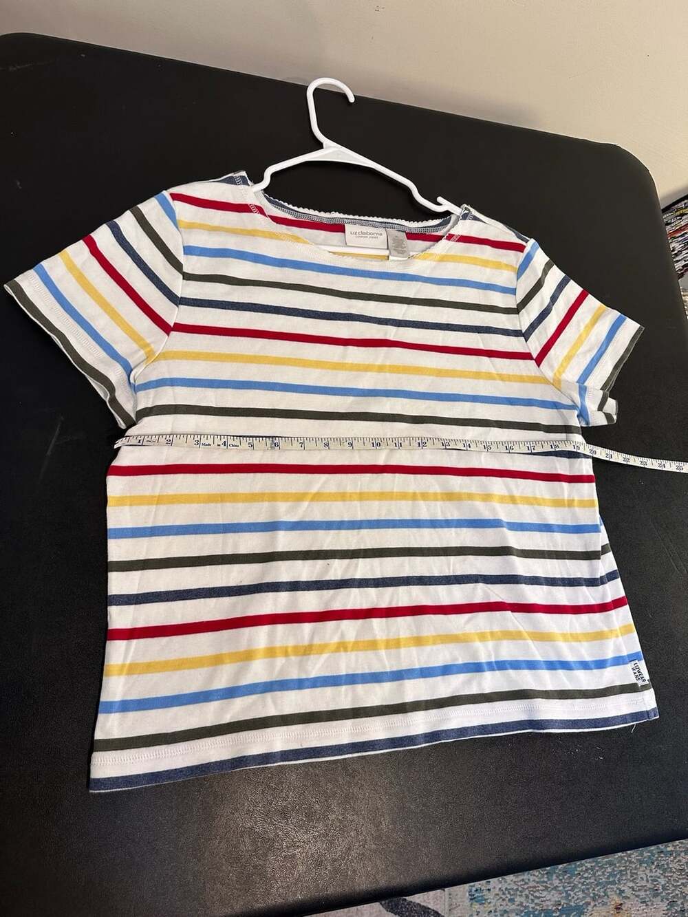 Liz Claiborne Lizwear T-Shirt Size XL Multi-Color Striped Cotton